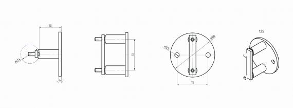 Foto Montaje lateral del poste 42,4mm, AISI 304, SATINADO
