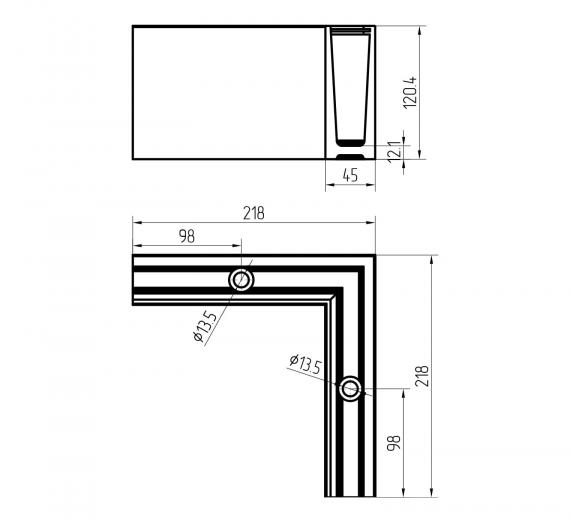 Foto Perfil angular exterior de aluminio ETP.001.01.AL.A, ANODIZADO