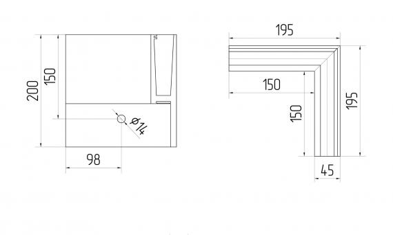 Foto Perfil angular interior de aluminio ETP.002.11.AL.AL, ANODIZADO