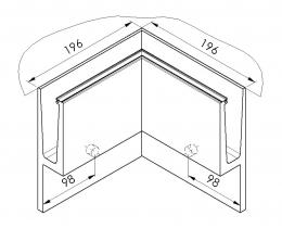 Perfil angular interior de aluminio ETP.002.11.AL.AL, RAL 9005 MATE