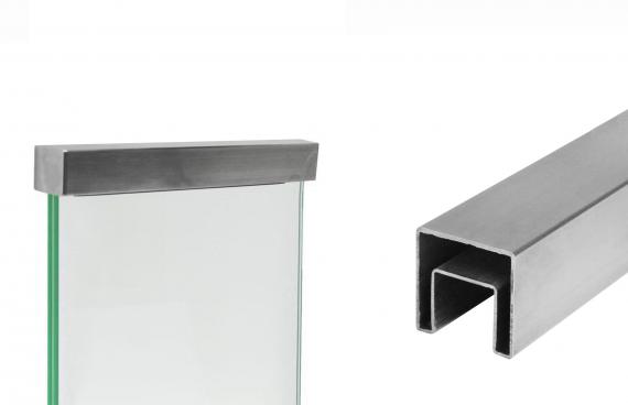 Foto Pasamanos 40x40mm colocado sobre vidrio, AISI 304, SATINADO / 2,5m