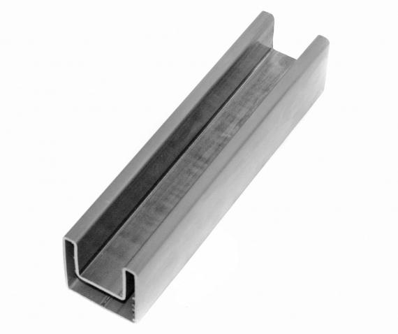 Foto Pasamanos 40x40mm colocado sobre vidrio, AISI 304, SATINADO / 2,5m