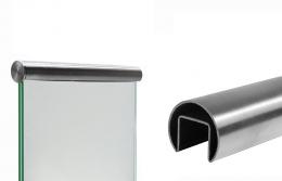 Pasamanos 40x40mm colocado sobre vidrio, AISI 304, SATINADO / 2,5m.