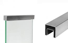 Pasamanos 40x40mm colocado sobre vidrio, AISI 304, SATINADO / 5m