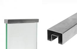 Pasamanos 40x60mm colocado sobre vidrio, AISI 304 / 5m