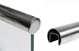 Pasamanos 42,4mm colocado sobre vidrio, AISI 316, Pulido / 2,5m