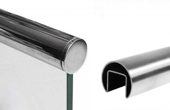 Foto Pasamanos 42,4mm colocado sobre vidrio, AISI 316, Pulido / 2,5m