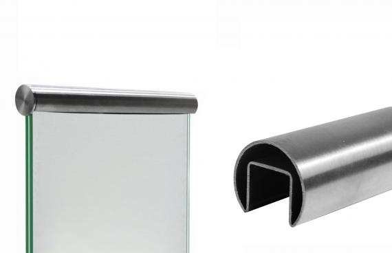 Foto Pasamanos 42,4mm colocado sobre vidrio, AISI 316, SATINADO / 5m