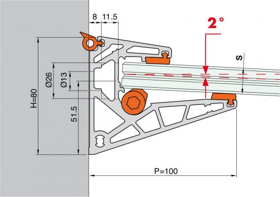 Foto Perfil de aluminio para marquesina de vidrio La Pensilina  /L 3000 mm, EN BRUTO