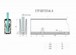 Perfil de aluminio para vidrio - fijación desde arriba / 5 m