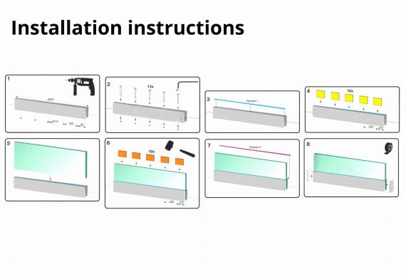 Foto Perfil de aluminio para vidrio - fijación desde arriba / 5 m.