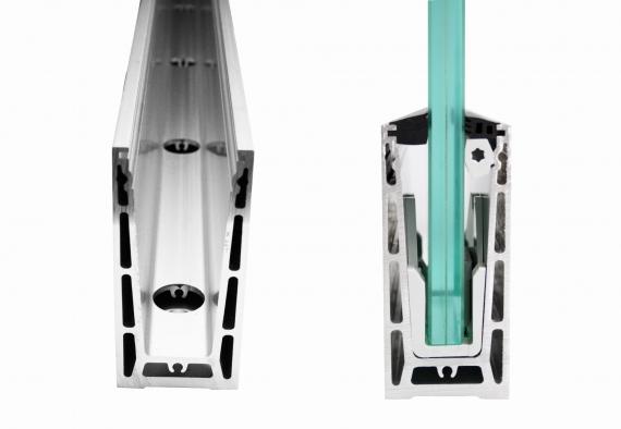 Foto Perfil de aluminio para vidrio - fijación desde arriba / 5 m