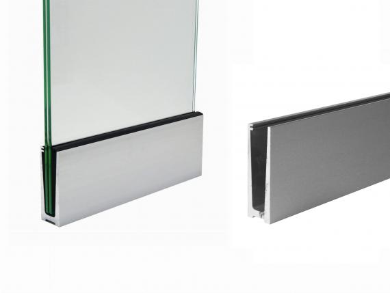 Foto Perfil de aluminio para vidrio - fijación desde arriba / 5 m, PARA PINTURA EN POLVO