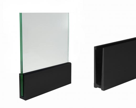 Foto Perfil de aluminio para vidrio - fijación desde arriba / 5 m RAL 9005 MATE