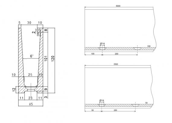 Foto Perfil de aluminio para vidrio - fijación desde arriba / 5 m RAL 9005 MATE