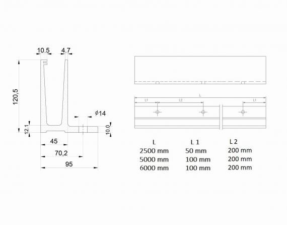 Foto Perfil de aluminio para vidrio - fijación desde arriba L / 6 m