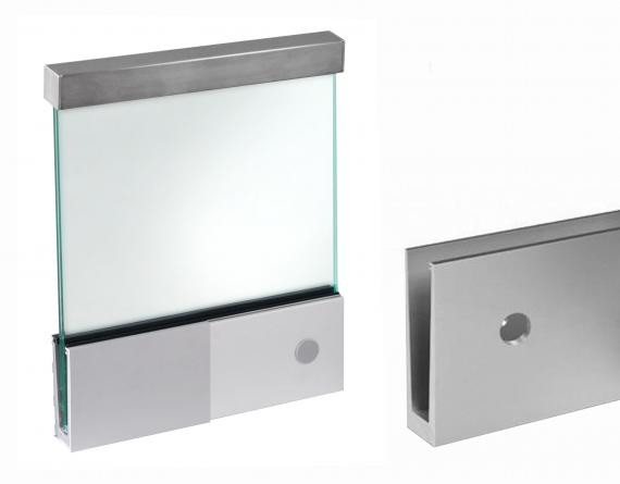 Foto Perfil de aluminio para vidrio, fijación lateral / 1 m