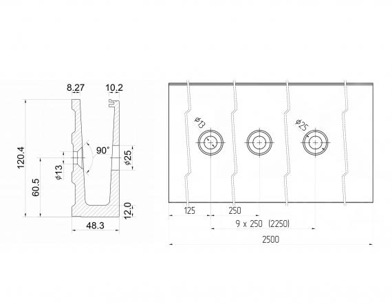 Foto Perfil de aluminio para vidrio, fijación lateral / 1 m
