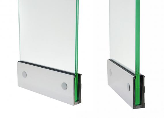 Foto Perfil de aluminio para vidrio, fijación lateral / 2,5 m, PARA PINTURA EN POLVO