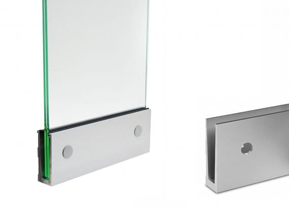 Foto Perfil de aluminio para vidrio, fijación lateral / 2,5 m, PARA PINTURA EN POLVO