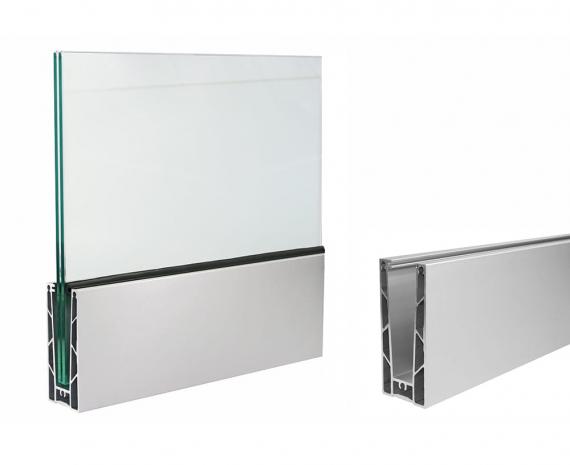 Foto Perfil de aluminio para vidrio - fijación superior U3/2,5 m