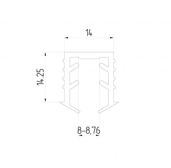 Foto Perfil en U para vidrio 8 mm SET - 2,5m, AISI 304, SATINADO