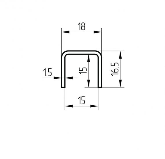 Foto Perfil en U para vidrio 8 mm SET - 2,5m, AISI 304, SATINADO