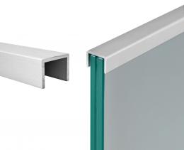 Perfil en U para vidrio de 17,52 mm, Satin-ELOX, AL / 3 m