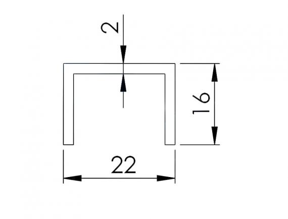 Foto Perfil en U para vidrio de 17,52 mm, Satin-ELOX, AL / 6 m