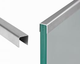 Perfil en U para vidrio de 21,52 mm - 2,5 m, AISI 304, SATINADO