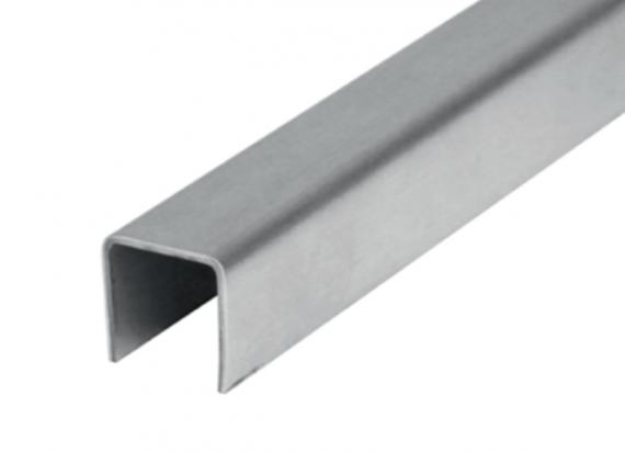 Foto Perfil en U para vidrio de 21,52 mm - 2,5 m, AISI 304, SATINADO