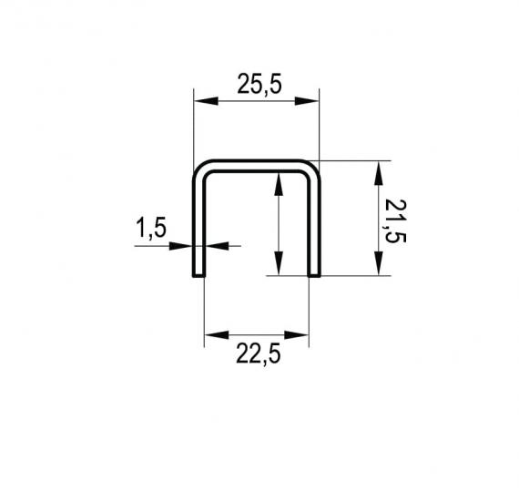 Foto Perfil en U para vidrio de 21,52 mm - 2,5 m, AISI 304, SATINADO