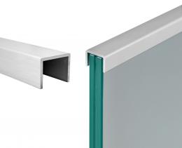 Perfil en U para vidrio de 21,52 mm, Satin-ELOX, AL / 2 m