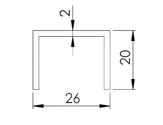 Foto Perfil en U para vidrio de 21,52 mm, Satin-ELOX, AL / 6 m