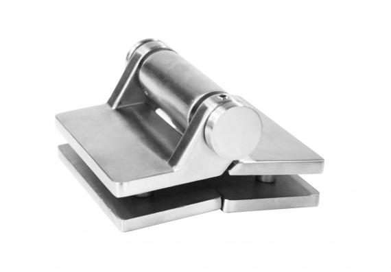 Foto Bisagra 180° vidrio–vidrio 12–12,76 mm, AISI 316, acabado satinado