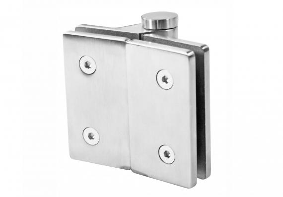 Foto Bisagra 180° vidrio–vidrio 12–12,76 mm, AISI 316, acabado satinado