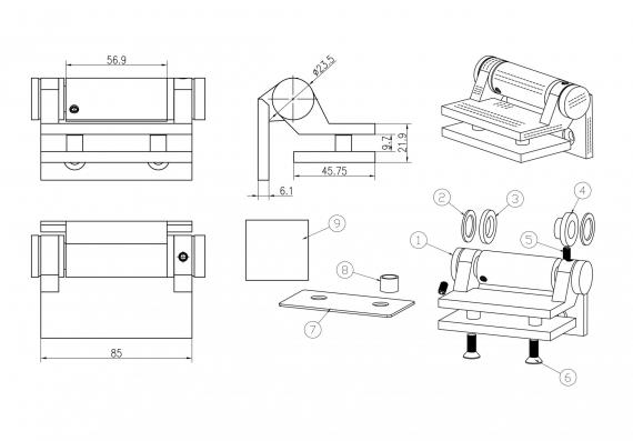 Foto 90° Hinge Glass-to-Wall 12–12.76 mm, AISI 316, Satin Finish
