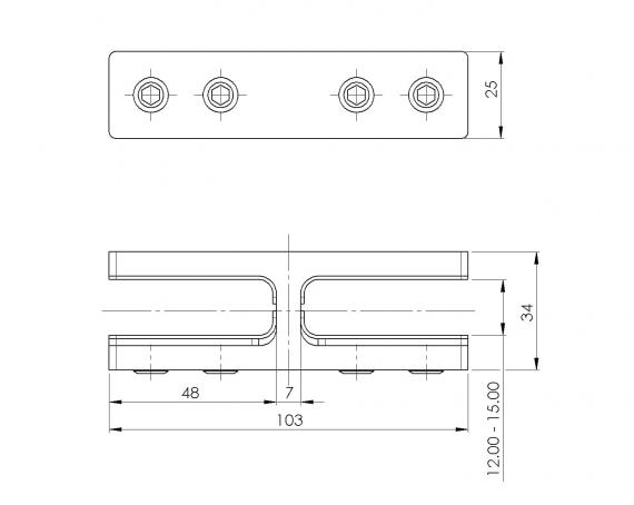 Foto Pinzas para vidrio103x34x25 mm, 12-15 mm, AISI 316, COBRE SATINADO
