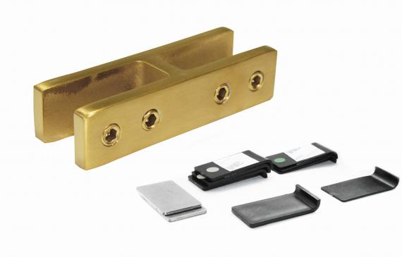 Foto Pinzas para vidrio103x34x25 mm, 12-15 mm, AISI 316, ORO SATINADO