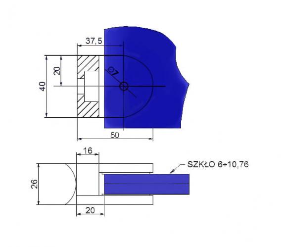 Foto Pinzas para vidrio40x50 para tubo de 42,4 mm, AISI 316, SATINADO