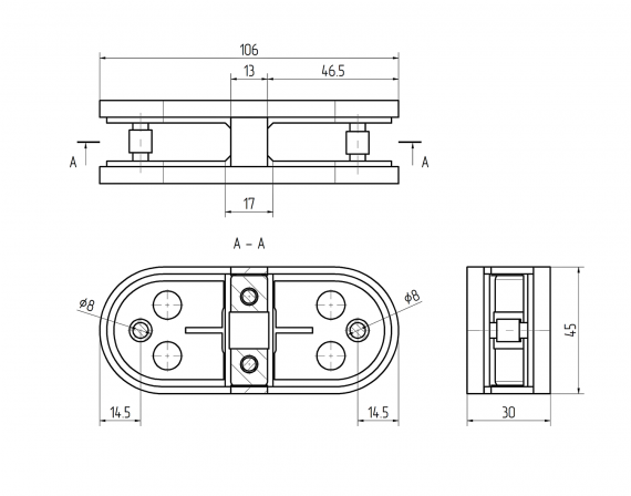Foto Pinzas para vidrio45x106x30 mm, 6-12,76 mm, AISI 304, SATINADO