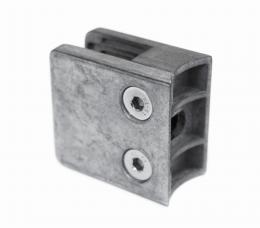 Pinzas para vidrio45x45 con placa de seguridad tubo 42,4 satinada, ZAMAK, CRUDO