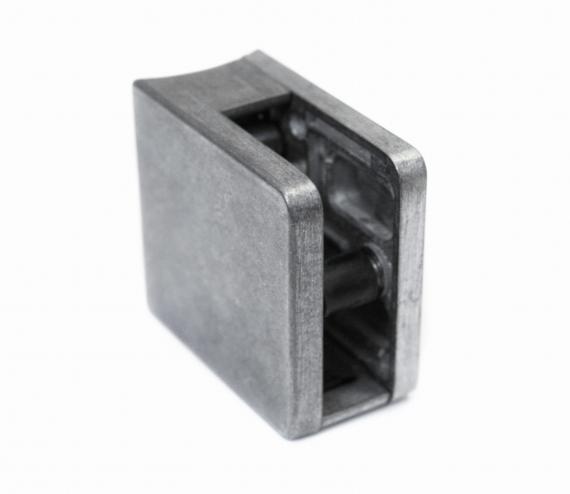 Foto Pinzas para vidrio45x45 con placa de seguridad para tubo 42,4 satinada, ZAMAK, CRUDO