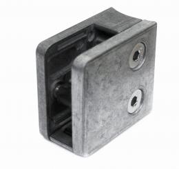 Pinzas para vidrio45x45 con placa de seguridad tubo 42,4 satinada, ZAMAK, CRUDO