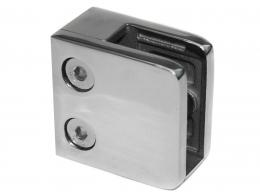 Pinzas para vidrio45x45 mm con placa de protección superficie plana , AISI 304, Pulido