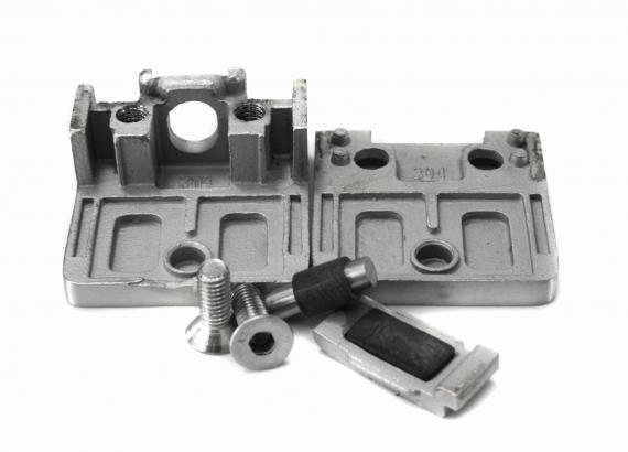 Foto Pinzas para vidrio45x45 mm con placa de protección para superficie plana , AISI 304, Pulido