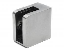 Pinzas para vidrio45x45 mm con placa de protección superficie plana, AISI 304, SATINADO