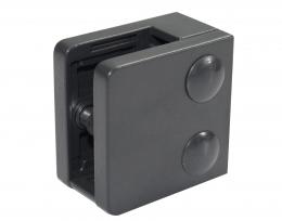 Pinzas para vidrio45x45 mm con placa de protección superficie plana, ZAMAK, RAL 7016