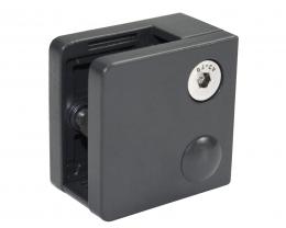 Pinzas para vidrio45x45 mm con placa de protección superficie plana, ZAMAK, RAL 7016