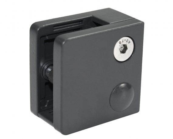 Foto Pinzas para vidrio45x45 mm con placa de protección para superficie plana, ZAMAK, RAL 7016